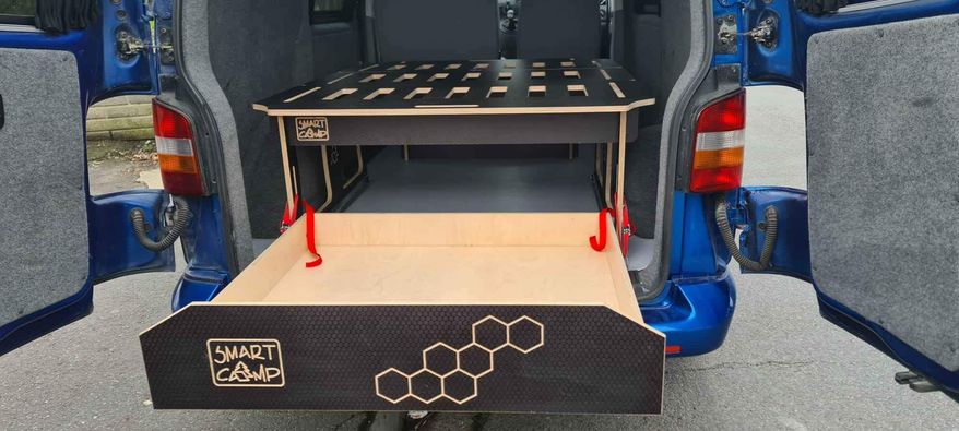 VW transporter phenolic black plywood campervan bed, T5, T6, vito