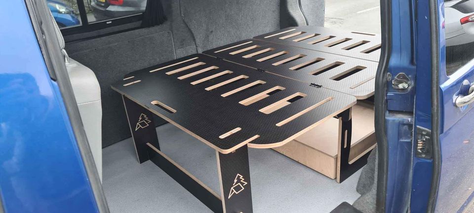 VW transporter phenolic black plywood campervan bed, T5, T6, vito